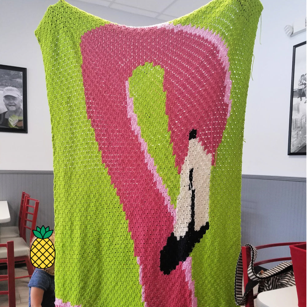 Large Flamingo Graphghan – Psychedelic Doilies