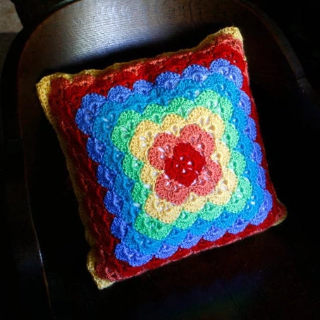 Rainbow Shells Pillow Cover Crochet Pattern