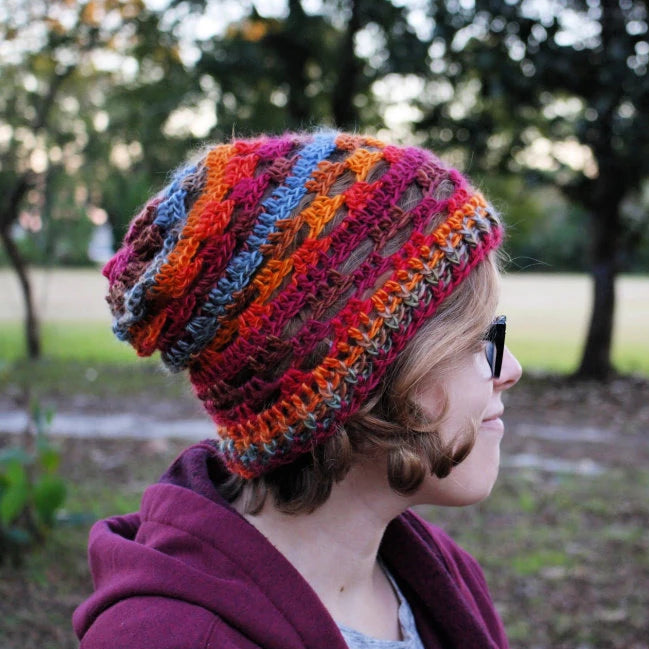 Slouchy Hat Crochet Pattern - Window Block Beanie